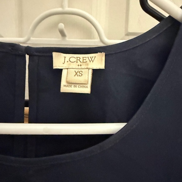 J. Crew Dark Blue Women's Blouse with Eyelet Sleeves - Picture 4 of 5